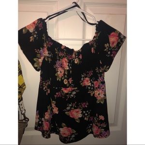 Flower off the shoulder shirt
